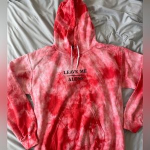 “Leave me alone” pink tie dye hoodie